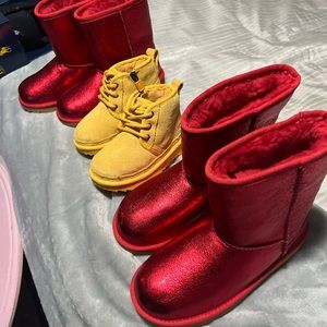 Size8 yellow uggs boy size red uggs girls 13,&4